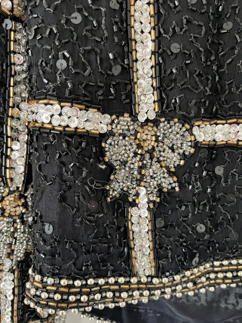 Vintage Embellished Black Sequin Cropped Jacket - Picture 4 of 16